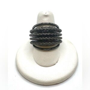 Judith Ripka Oxidized Sterling Silver Rope Band Ring Size 9